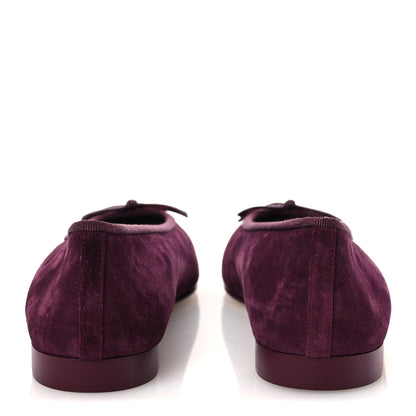 Chanel Suede Patent Calfskin Cap Toe CC Ballerina Flats 39.5 Burgundy 6 of 11