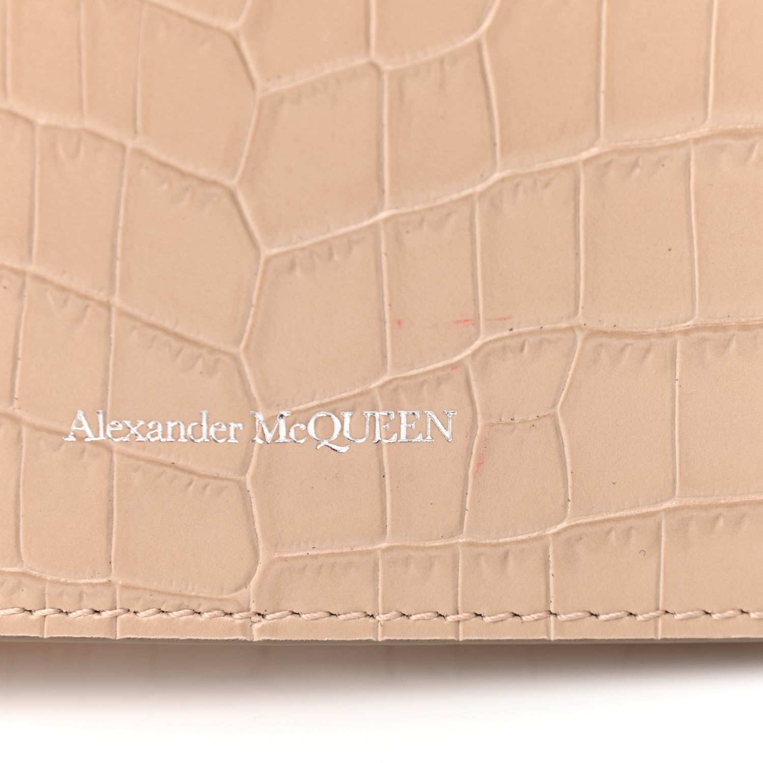 Alexander McQueen Calfskin Crocodile Embossed Skull Mini Crossbody Bag Beige 13 of 15