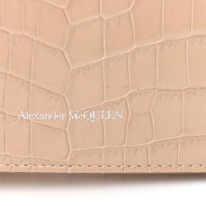 Alexander McQueen Calfskin Crocodile Embossed Skull Mini Crossbody Bag Beige 13 of 15