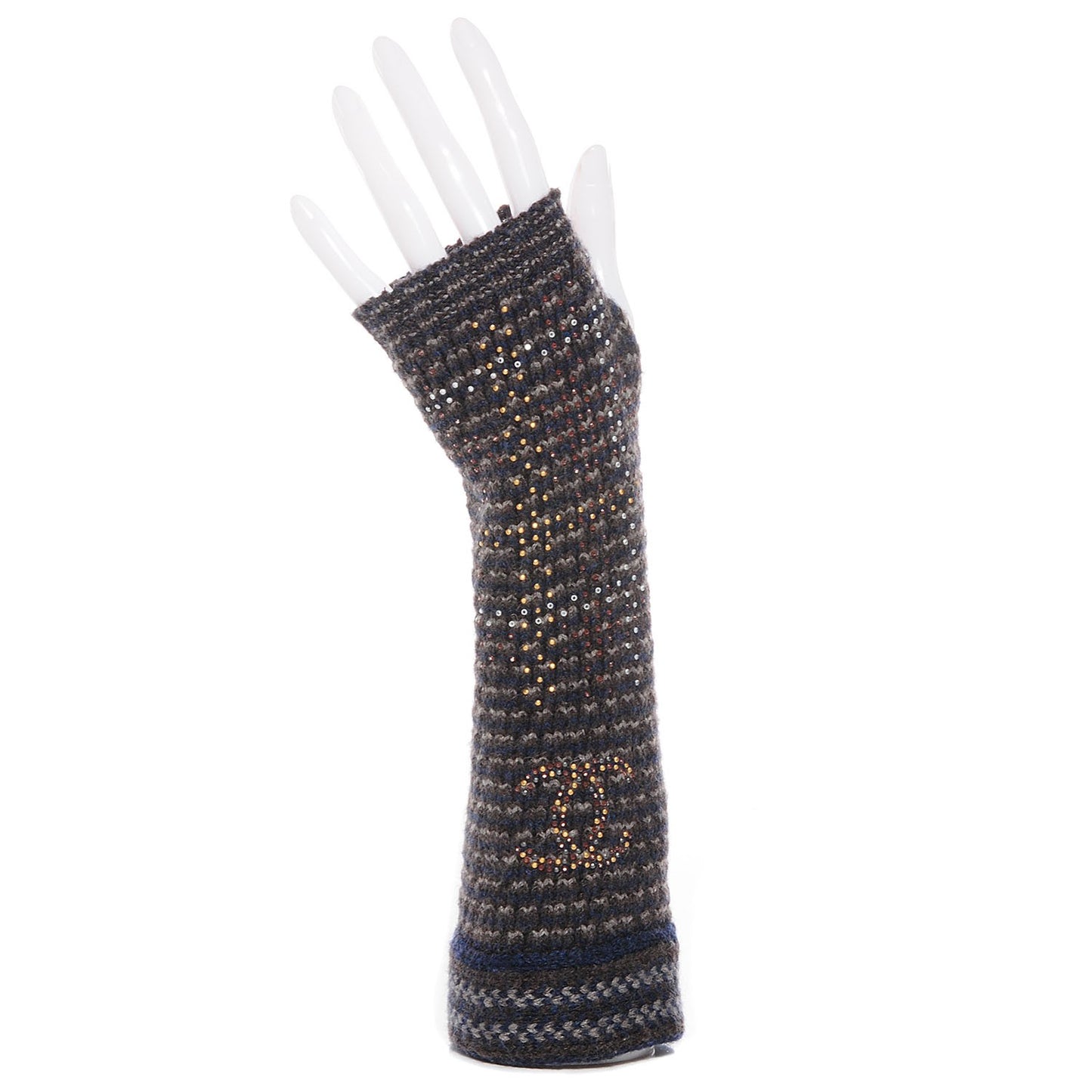 Wool Linen Crystal CC Fingerless Gloves
