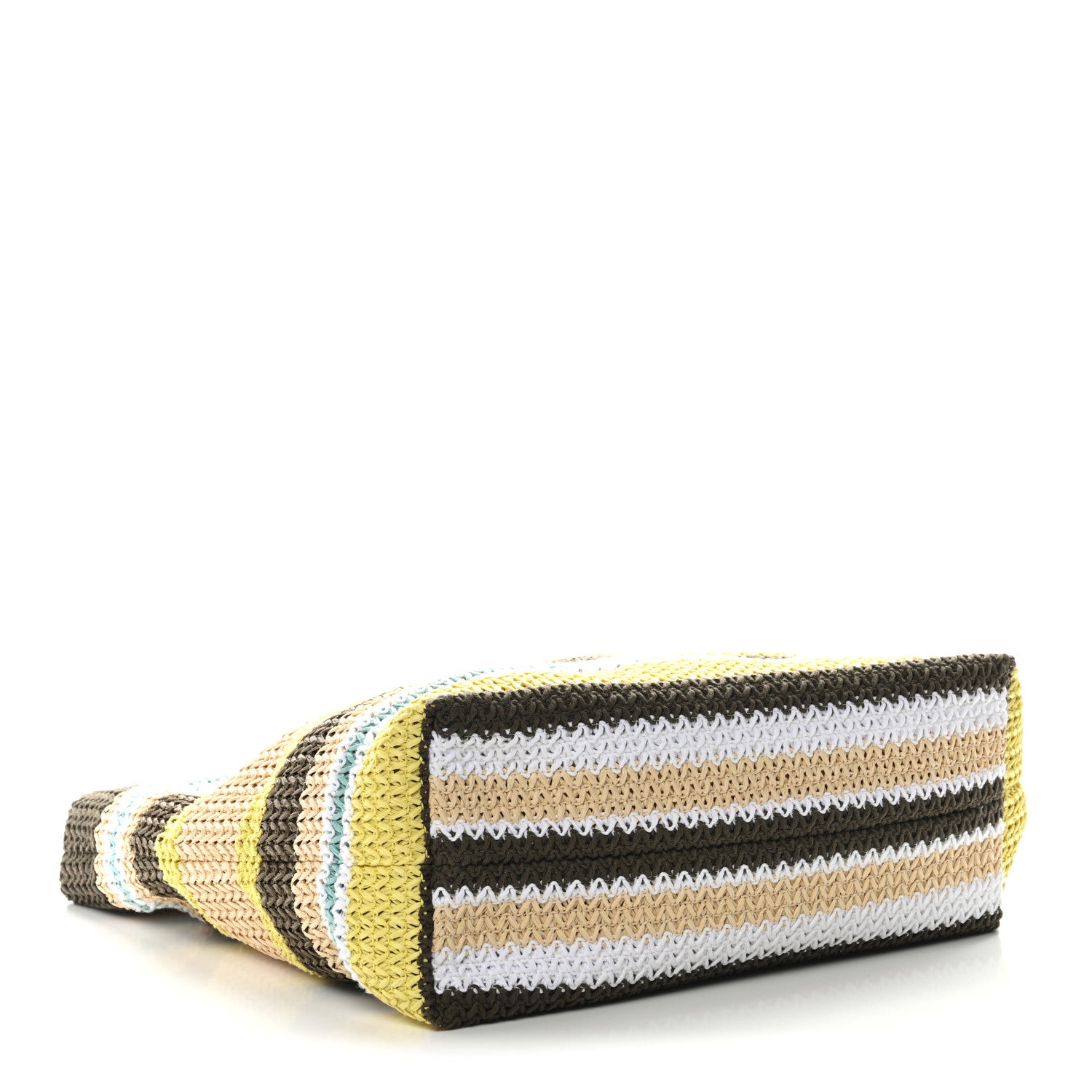 Miu Miu Raffia Crochet Stripe Tote Bag Tundra Limone Natural 4 of 10