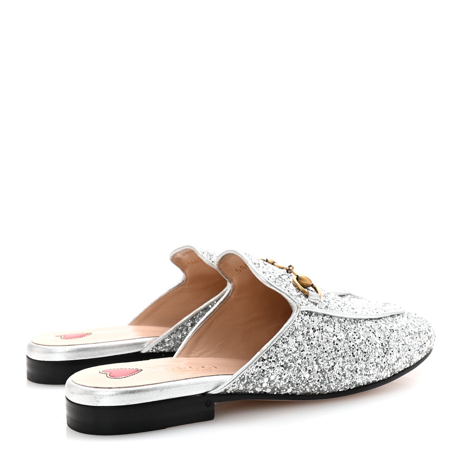 Gucci Glitter Womens Princetown Slippers 36.5 Silver 5 of 9