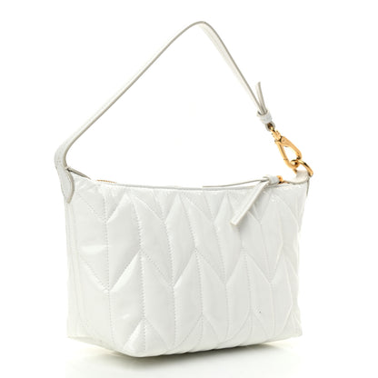 Miu Miu Iridescent Fabric Quilted Mini Spirit Ciré Bag White 3 of 10