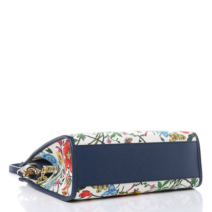 Gucci Canvas Medium Flora Tote White Multicolor Blue Agata 4 of 9