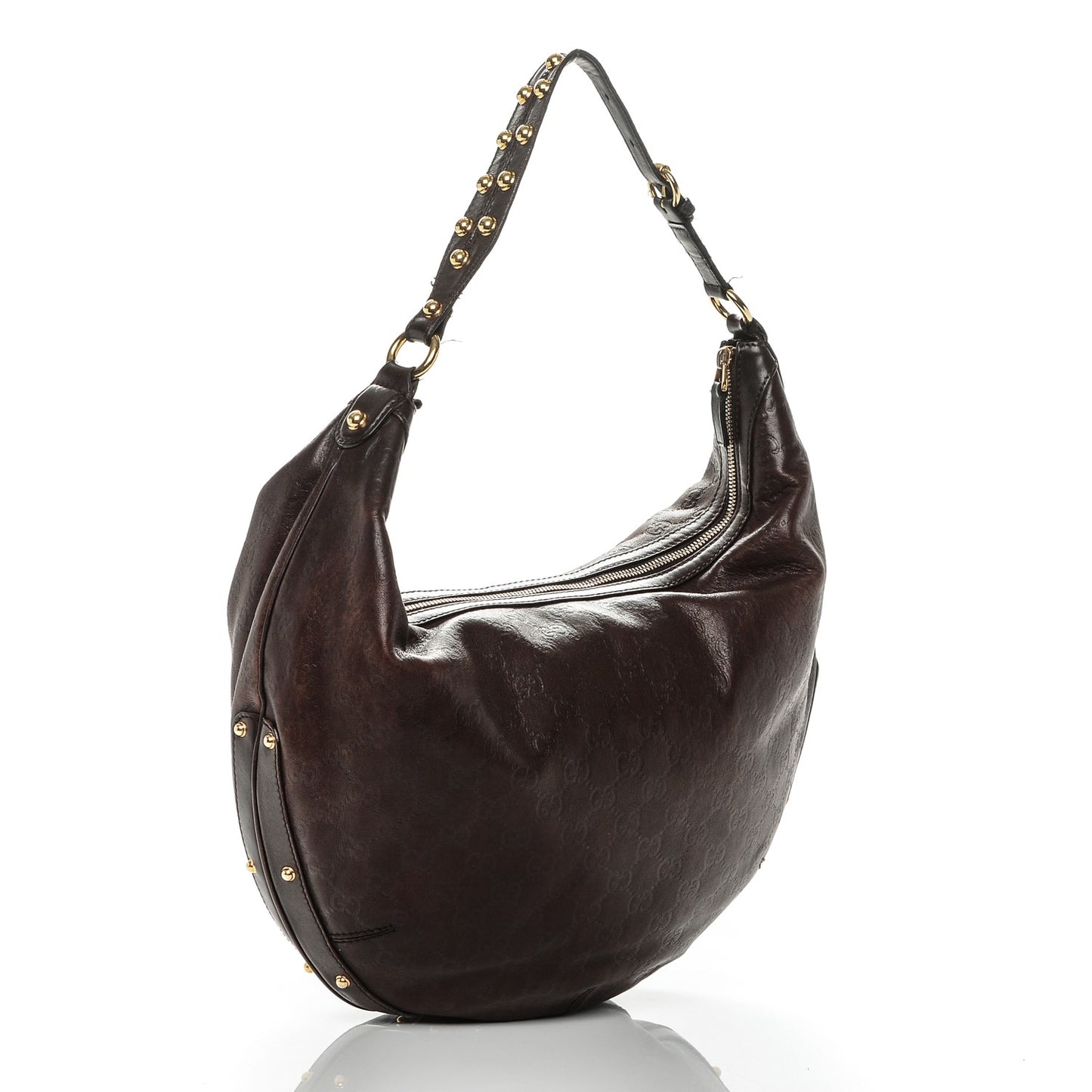 Guccissima Large Biba Hobo Dark Brown