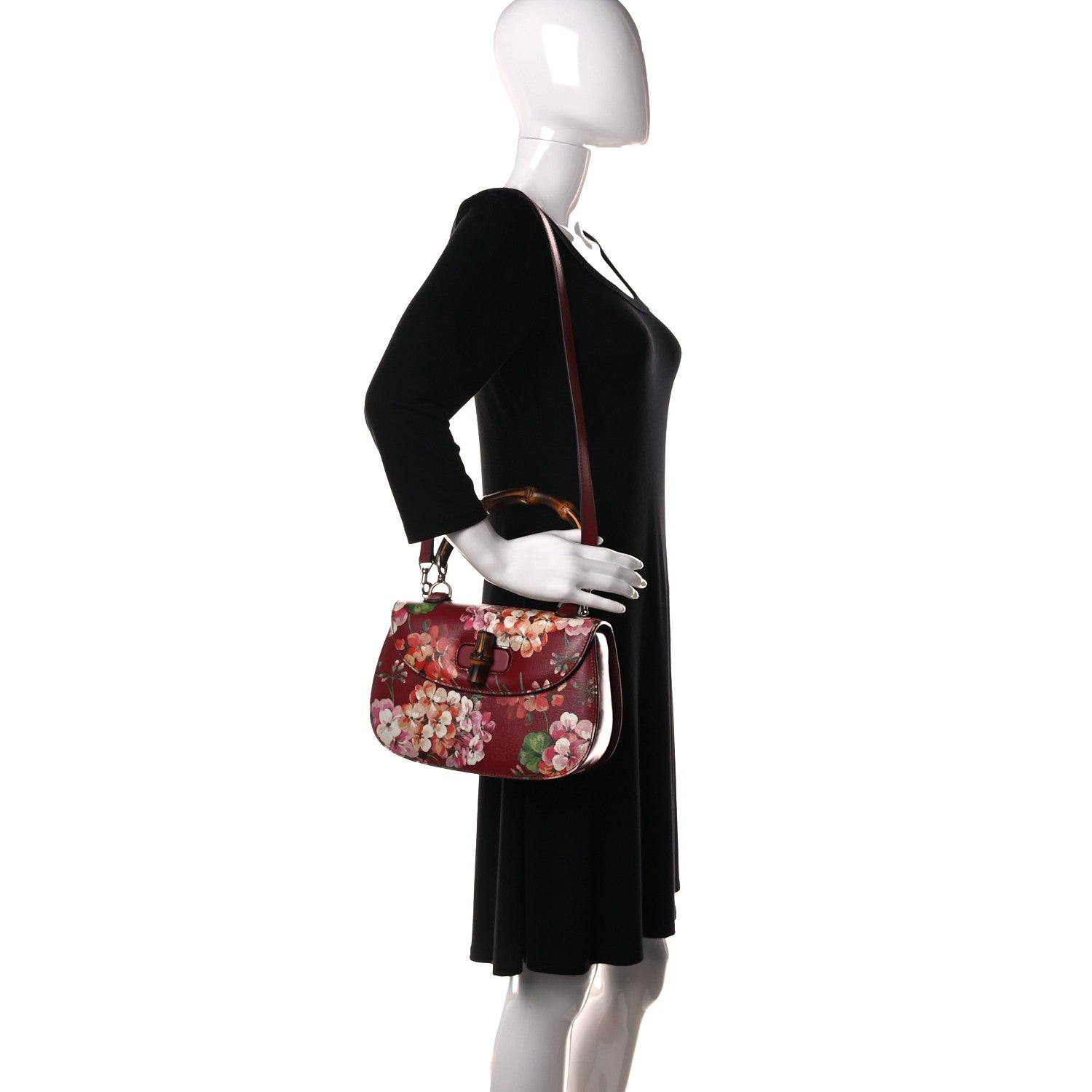 Gucci Shangai Calfskin Blooms Print Small Classic Bamboo Top Handle Bag Romantic Ceries Multicolor 2 of 10