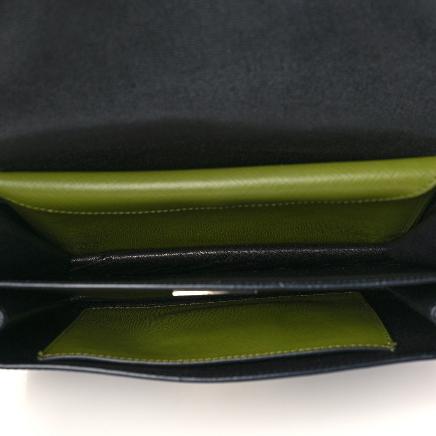 Prada Saffiano Lux Bi-Color Sound Shoulder Bag Mercurio Edera 5 of 7