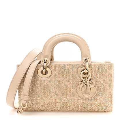 Christian Dior Lambskin Cannage Beaded Embroidered Micro Lady D-Joy Beige 1 of 9