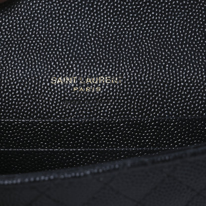 Saint Laurent Grain De Poudre Textured Mixed Matelasse Triquilt Small Monogram Envelope Wallet Black 6 of 8