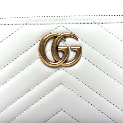 Gucci Calfskin Matelasse GG Marmont Zip Around Wallet White 9 of 9