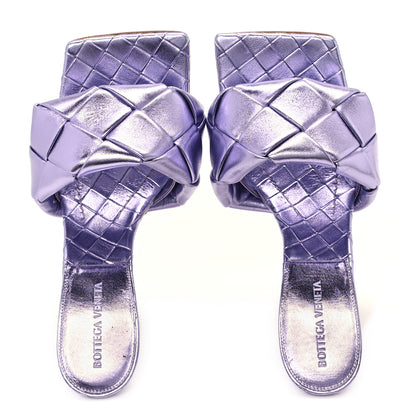 Bottega Veneta Metallic Nappa Maxi Intrecciato Lido 90mm Mule Sandals 39 Chrome Purple 2 of 8