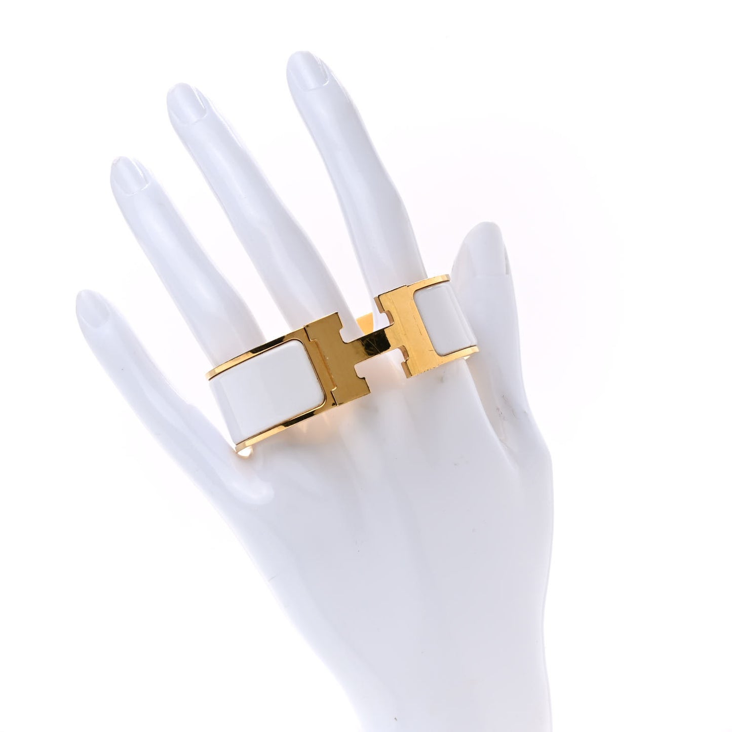 Enamel Wide Clic Clac H Bracelet PM White