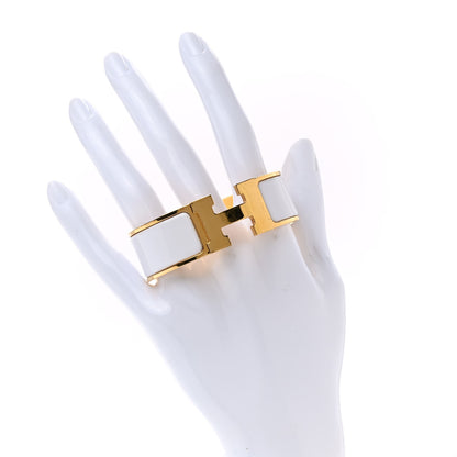 Hermes Enamel Wide Clic Clac H Bracelet PM White 2 of 5
