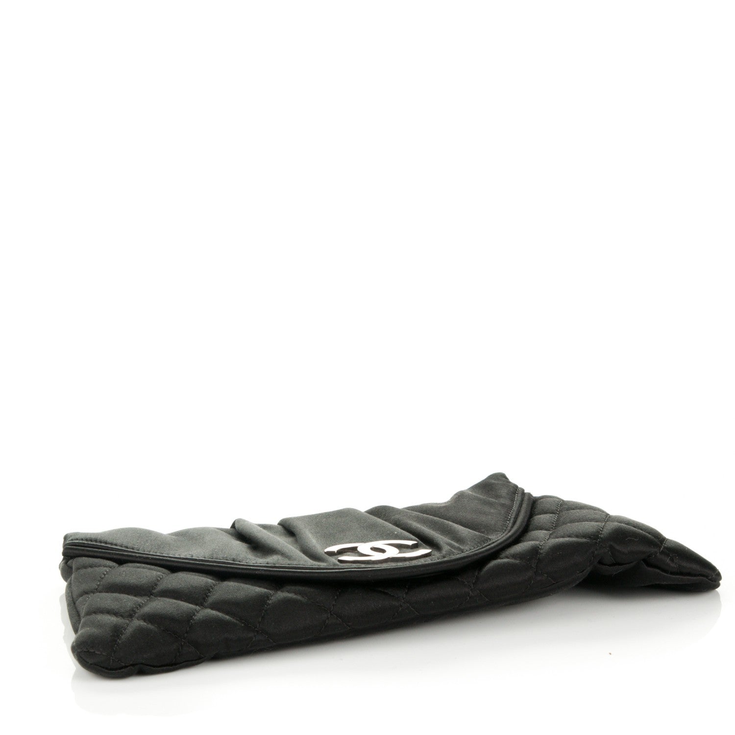 Chanel Satin Quilted Flap Clutch Black 4 of 7
