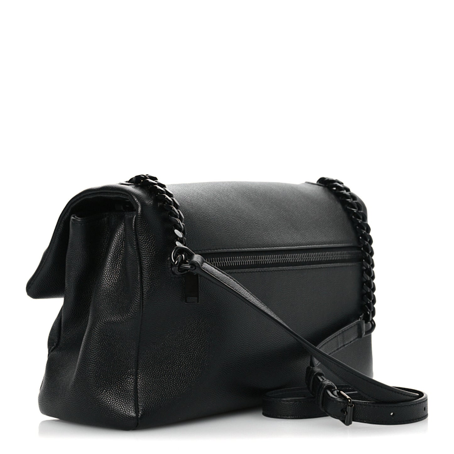 Grain De Poudre Medium West Hollywood Monogram Fold-Over Black