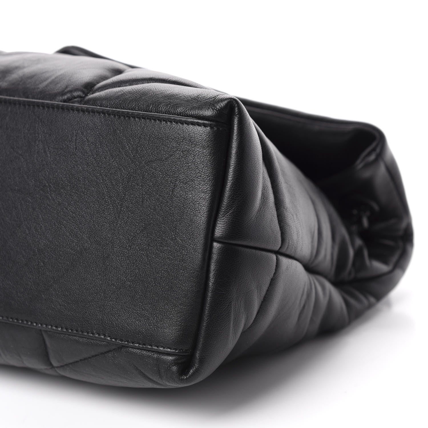 Saint Laurent Lambskin Quilted Medium Loulou Puffer Monogram Chain Satchel Black 7 of 11