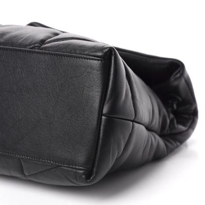 Saint Laurent Lambskin Quilted Medium Loulou Puffer Monogram Chain Satchel Black 7 of 11