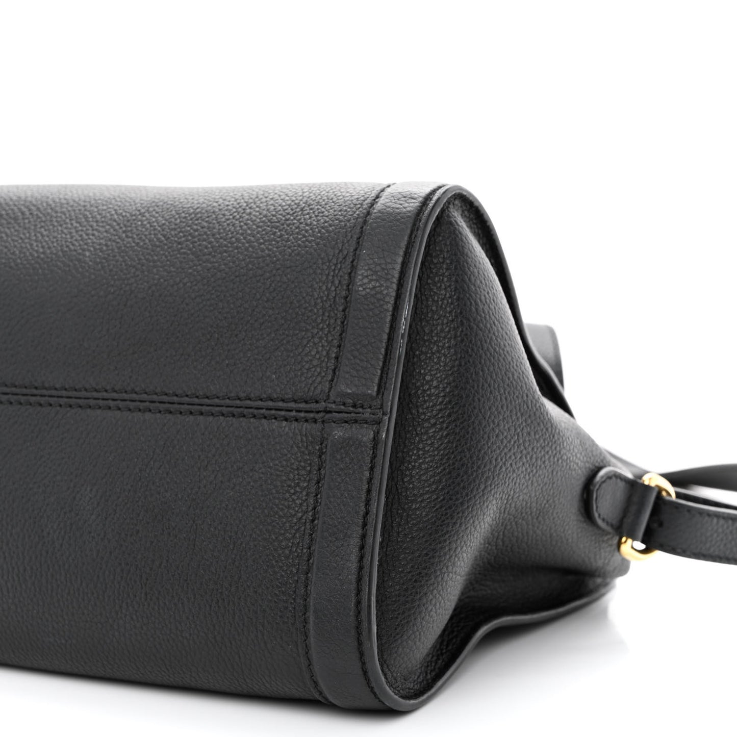 Pebbled Calfskin Small Skull Padlock Zip Around Tote Black