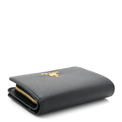 Prada Saffiano Metal Compact Wallet Black 4 of 9