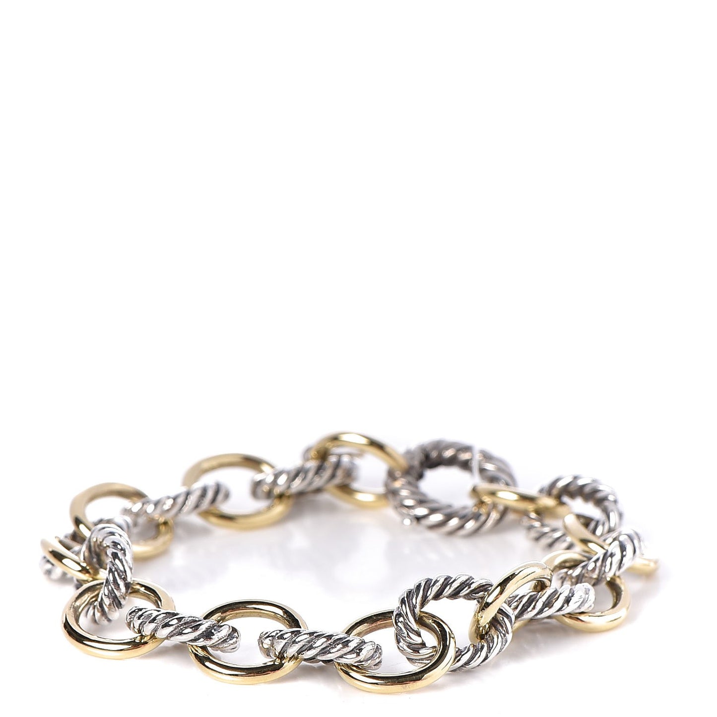 Sterling Silver 18K Yellow Gold 10mm Medium Oval Link Bracelet