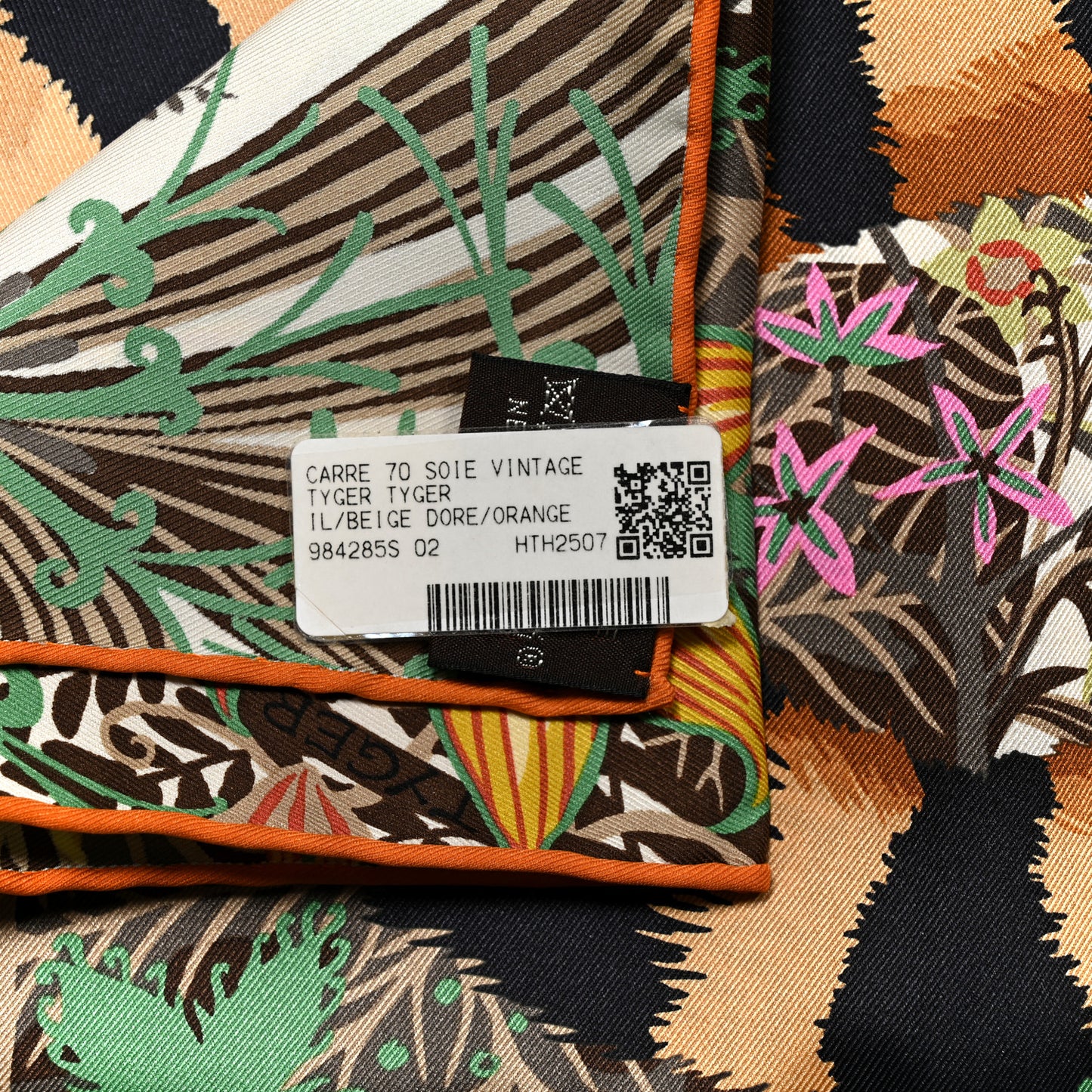 Silk Tyger Tyger Scarf 70 Beige Dore Orange Cuit Vert