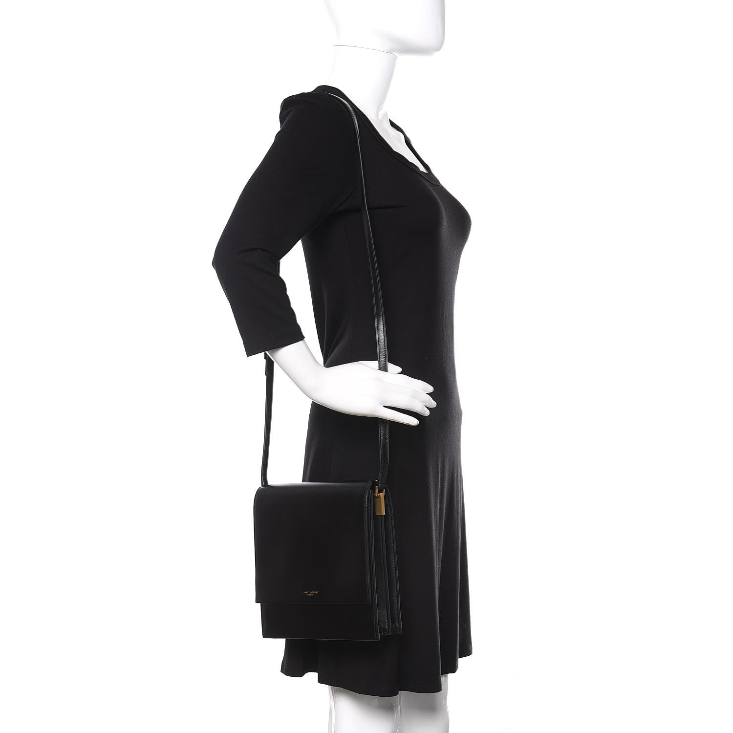Saint Laurent Calfskin Sao Shoulder Bag Black 2 of 10