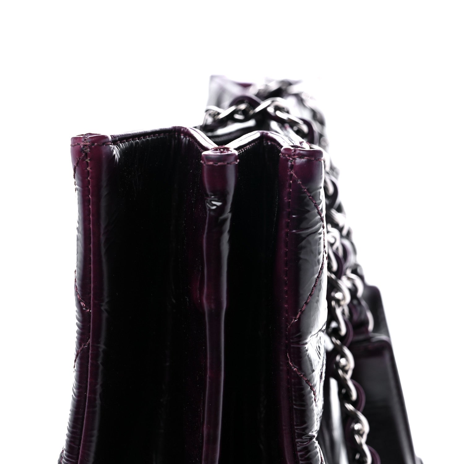 Chanel Distressed Patent Quilted Shopping Tote Purple 17 of 17