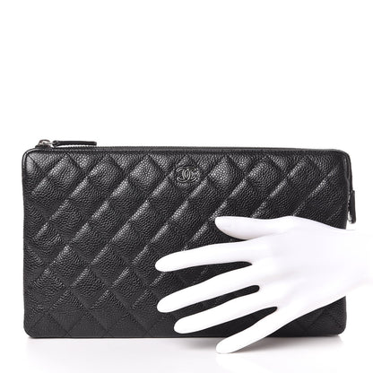 Chanel Caviar Quilted Large Zipped Clutch Black 2 of 9