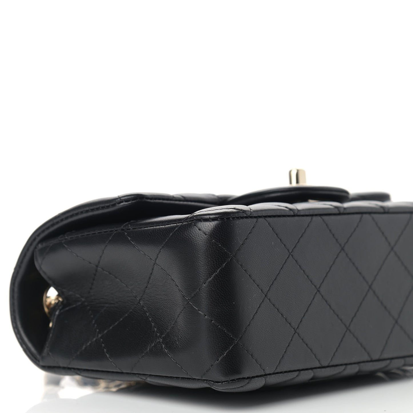Lambskin Quilted Mini Rectangular Flap Black