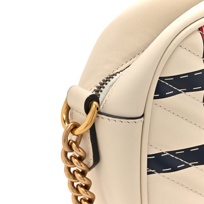 Gucci Calfskin Matelasse Trompe L'Oeil Print Small GG Marmont Chain Shoulder Bag White 13 of 13