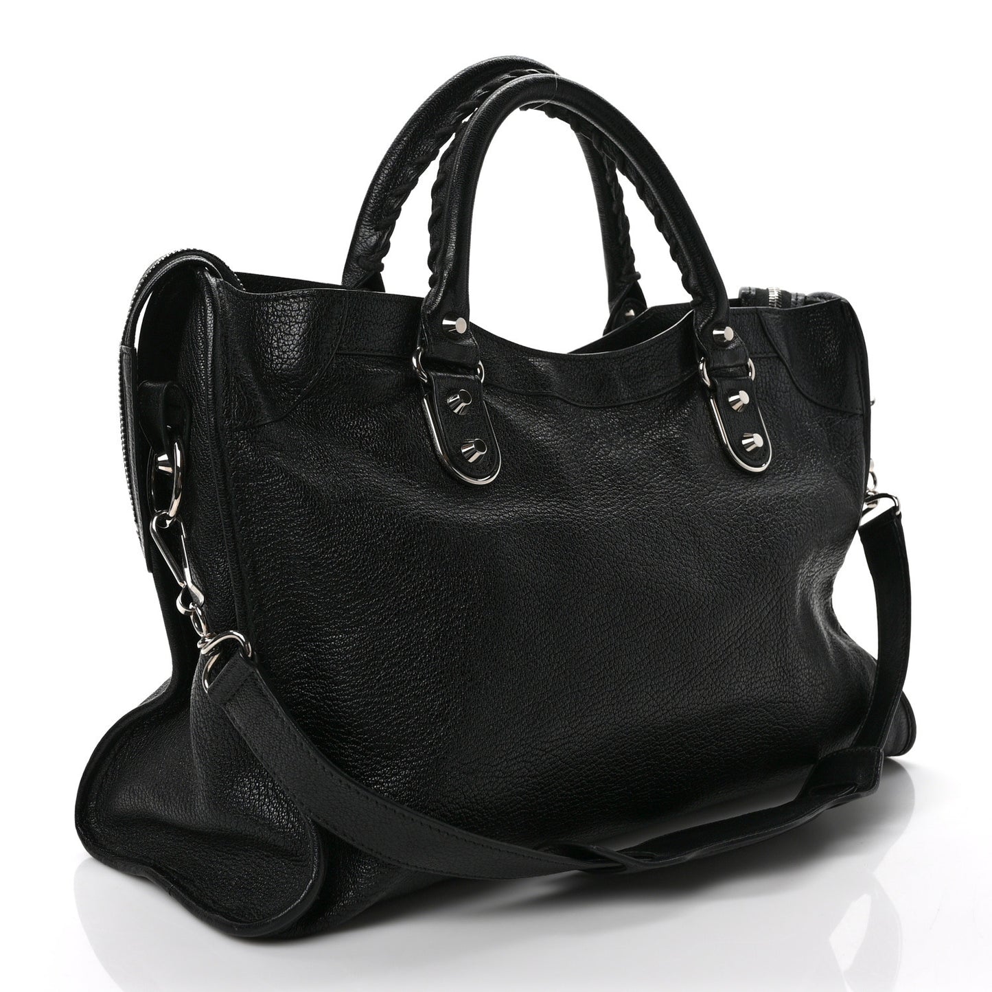 Chevre Silver Metallic Edge Hardware City Black