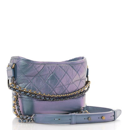 Chanel Iridescent Aged Calfskin Quilted Small Gabrielle Hobo Blue 3 of 11