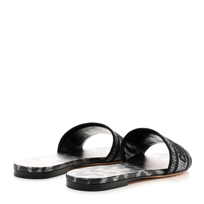 Christian Dior Metallic Lurex Canvas Mizza Embroidered Dway Mules Slide Sandals 38.5 Metal Grey 4 of 9