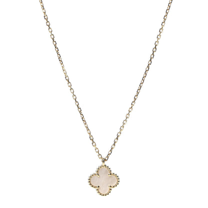 Van Cleef & Arpels 18K Yellow Gold Mother of Pearl Sweet Alhambra Pendant Necklace 1 of 8