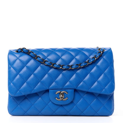 Chanel Caviar Quilted Jumbo Double Flap Bright Blue 1 of 11