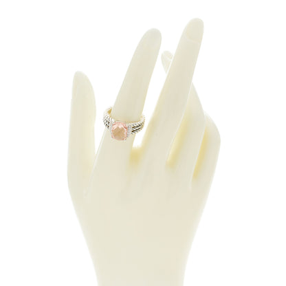 David Yurman Sterling Silver Diamond Morganite 10mm Petite Wheaton Ring 54 7 2 of 5