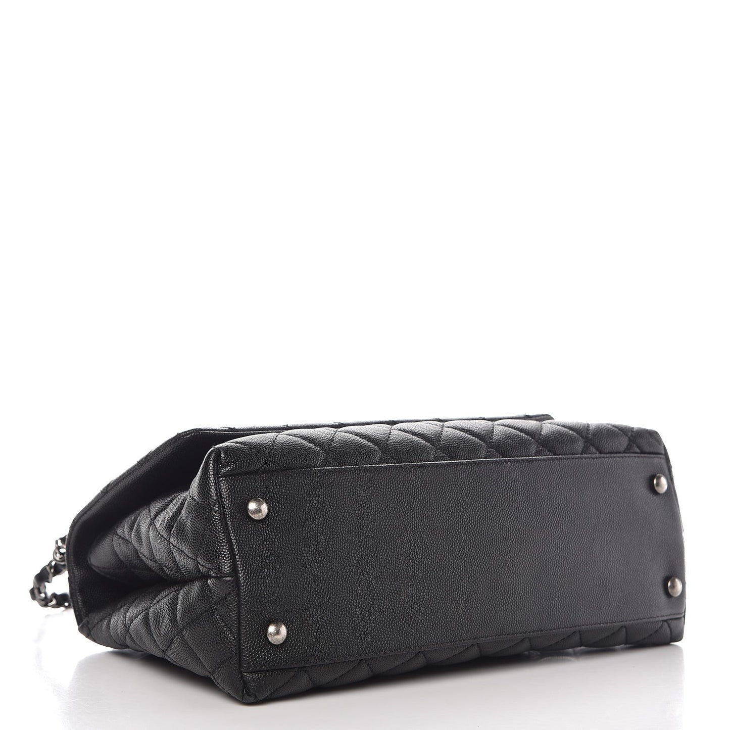 Caviar Lizard Quilted Small Coco Handle Flap Black