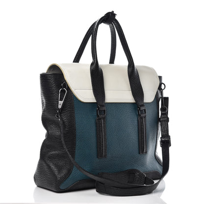 3.1 Phillip Lim 3.1 Textured Calfskin Colorblock Large Pashli Satchel Dark Teal 3 of 11