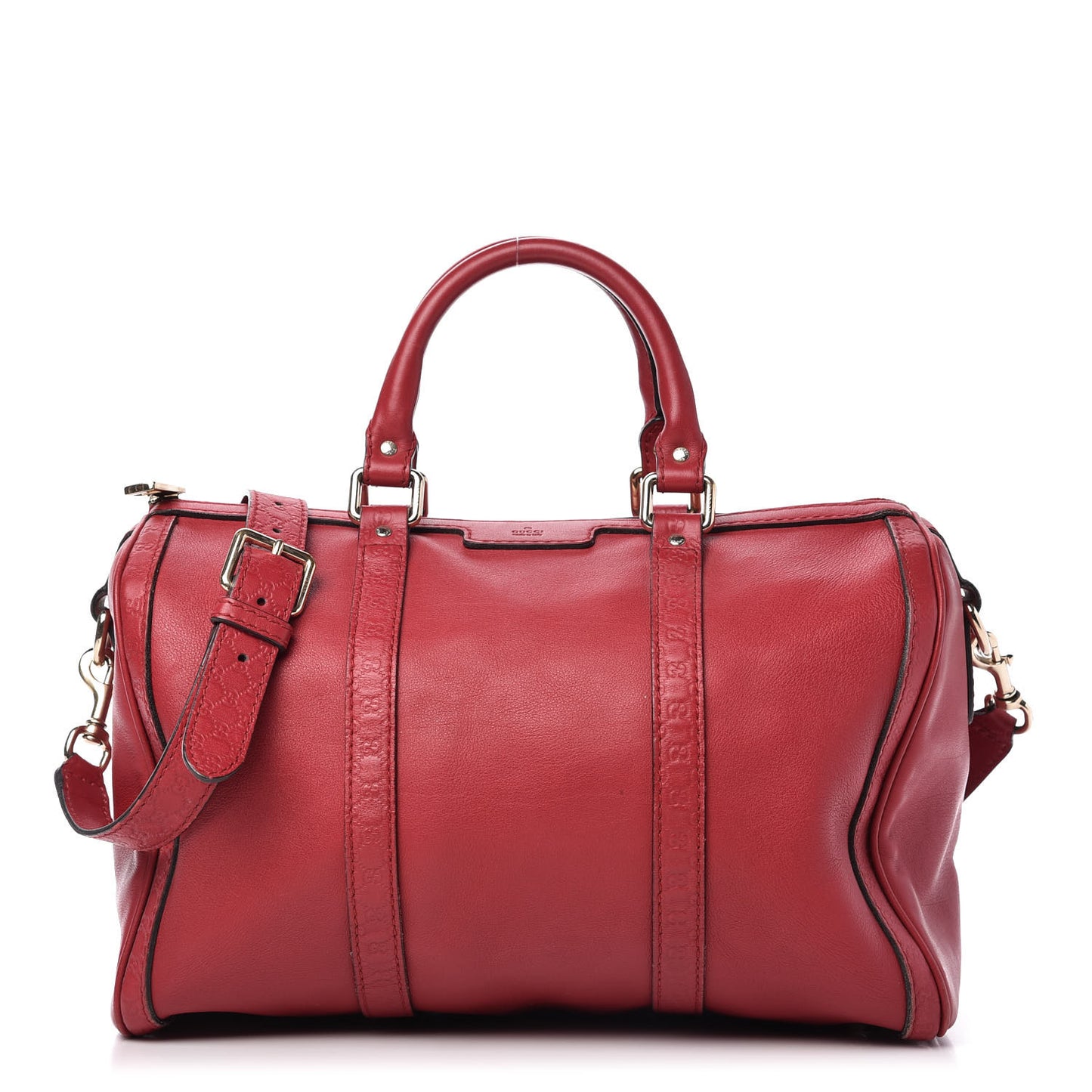 Calfskin Microguccissima Trim Medium Boston Raspberry Red