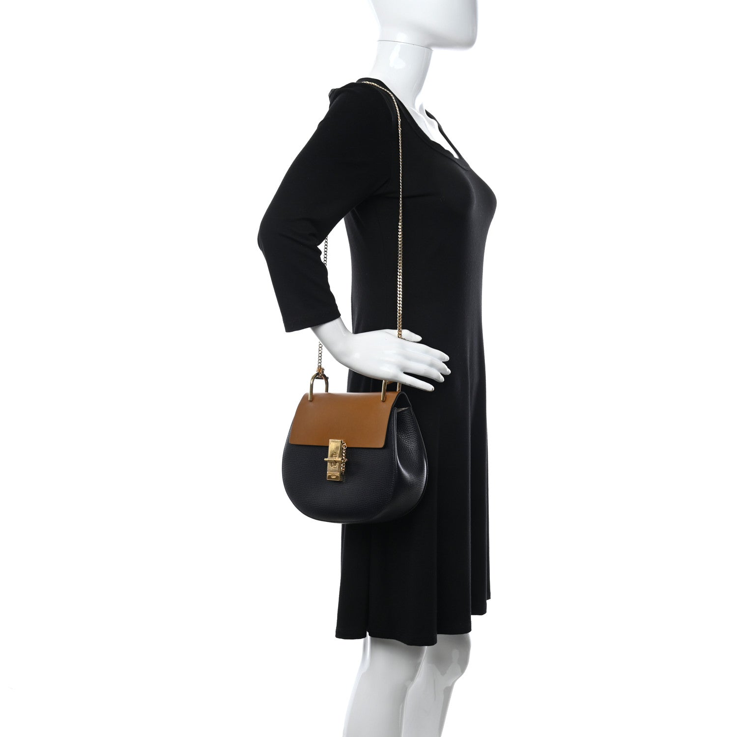 Chloe Grained Lambskin Drew Shoulder Bag Full Blue Mustard 2 of 9