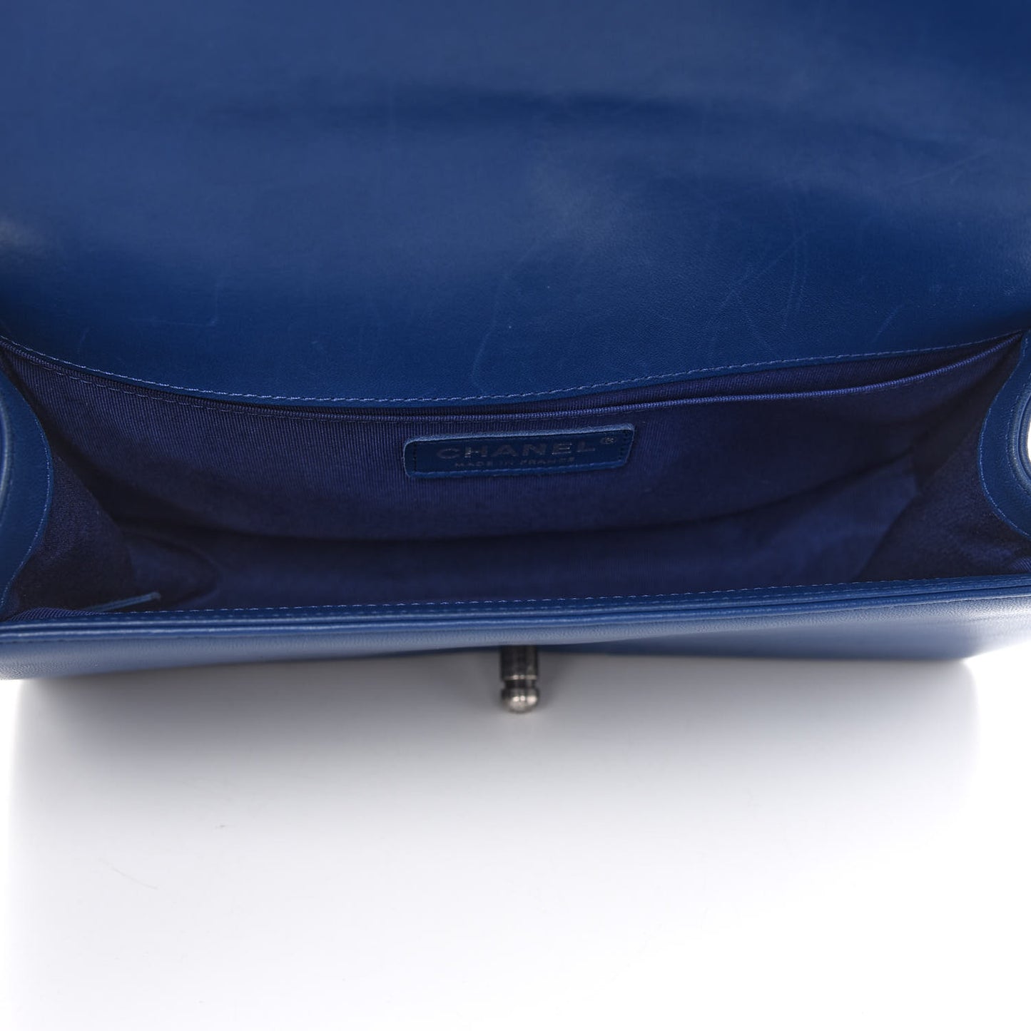 Lambskin Quilted Medium Boy Flap Blue