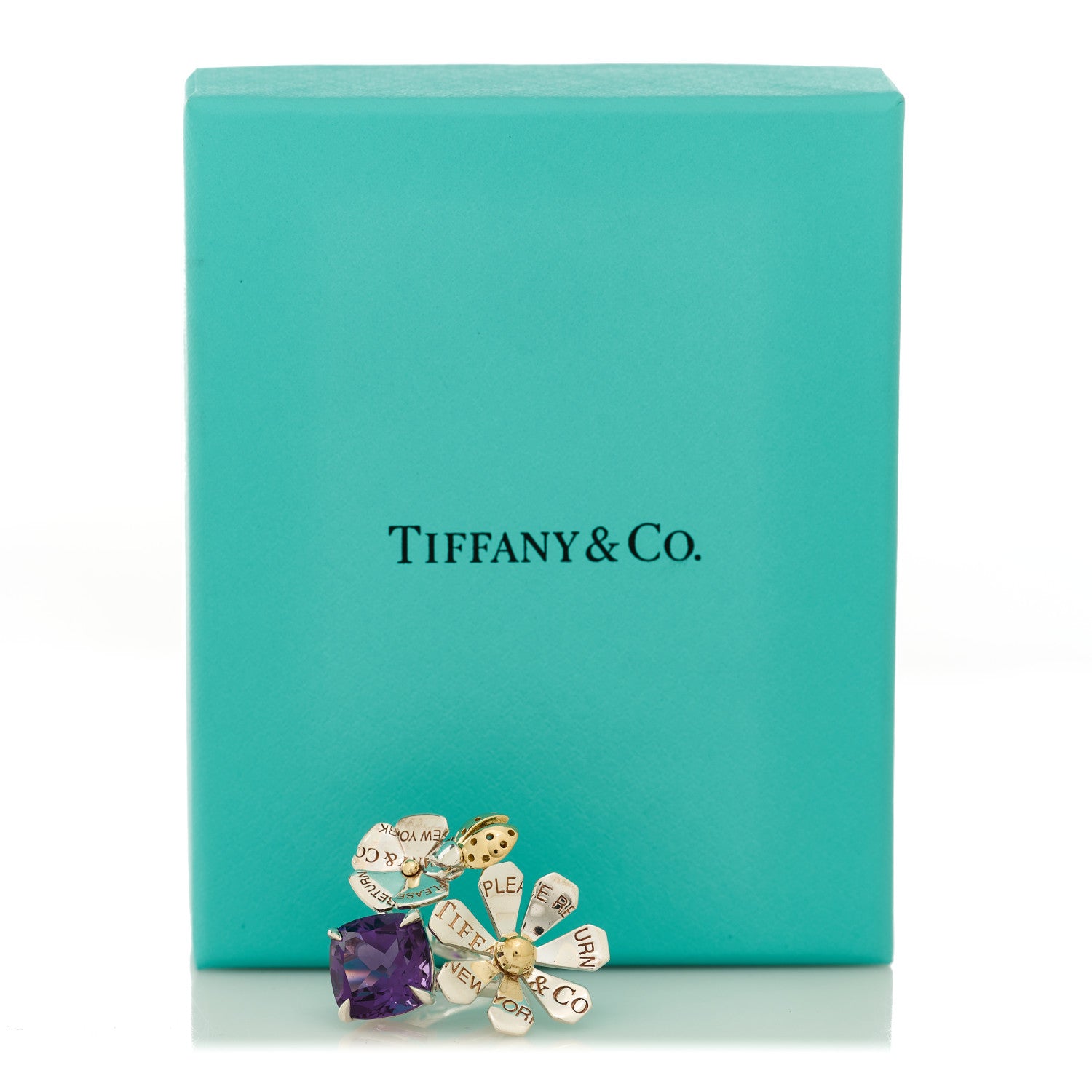 Tiffany Sterling Silver 18K Yellow Gold Amethyst Return to Tiffany Love Bugs Ring 52 6 5 of 5