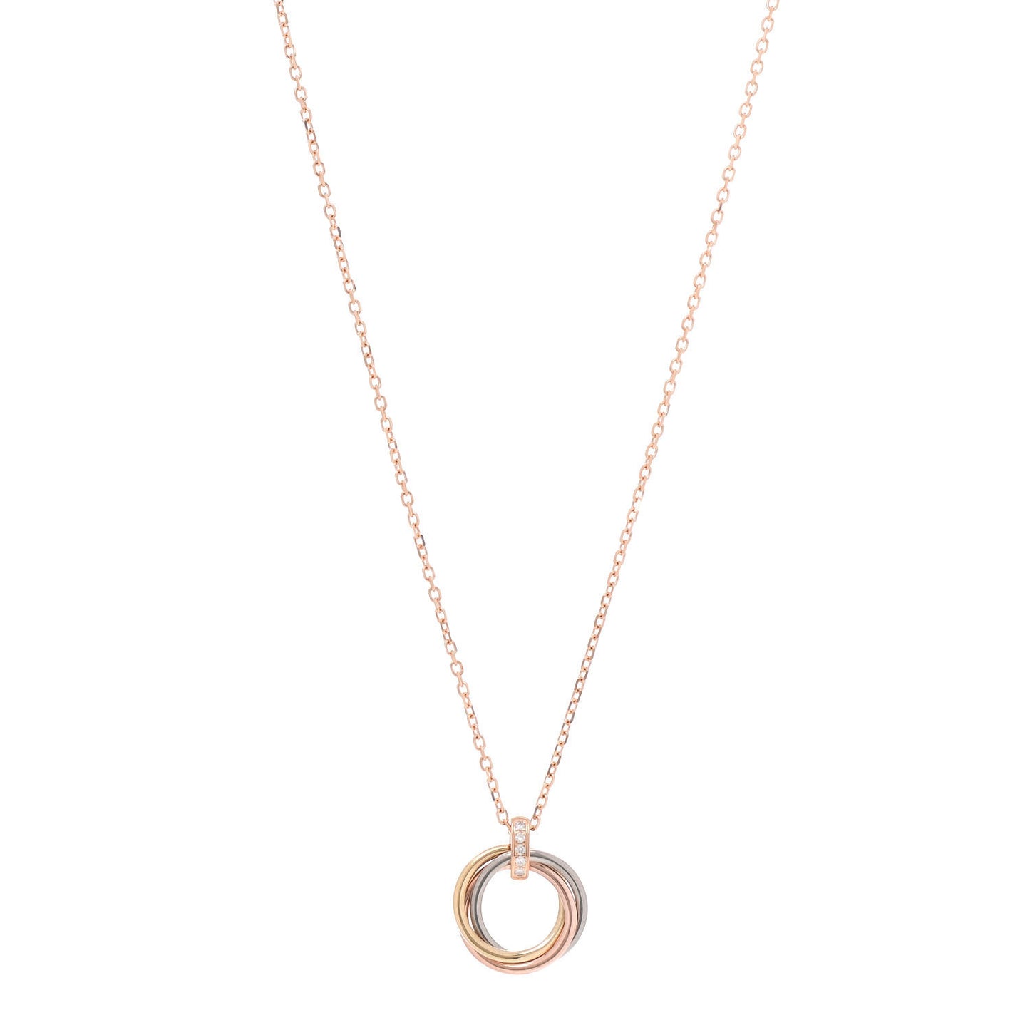 18K Pink White Yellow Gold Diamond Trinity Pendant Necklace