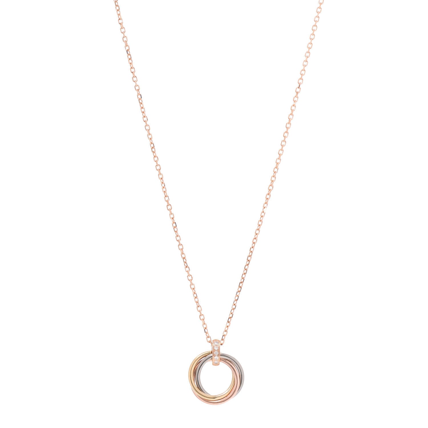 Cartier 18K Pink White Yellow Gold Diamond Trinity Pendant Necklace 1 of 5