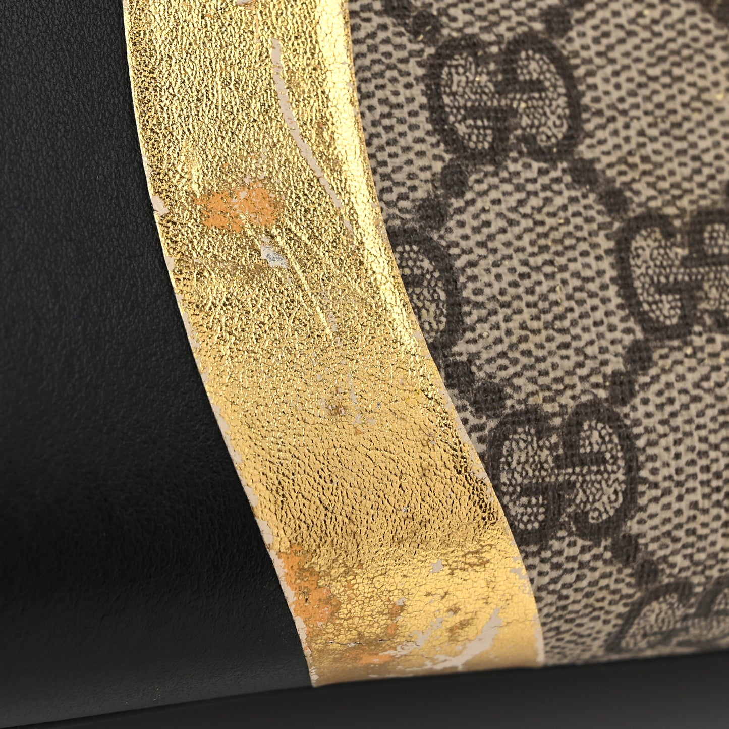 Calfskin GG Supreme Monogram Medium Padlock Shoulder Bag Black Gold