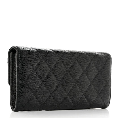 Chanel Caviar Quilted Large Gusset Flap Wallet Black 3 of 9