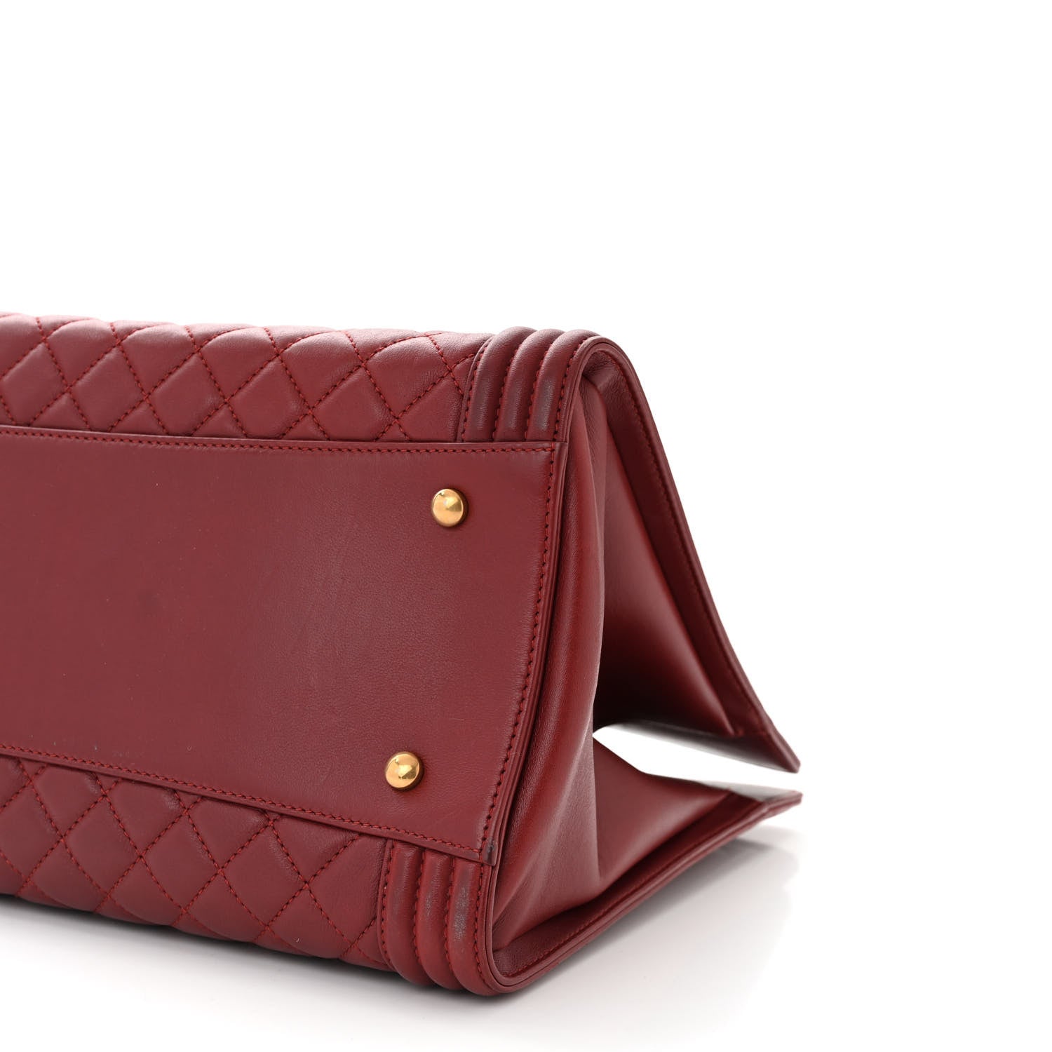 Chanel Lambskin Quilted Boy Shopping Tote Dark Red 10 of 11