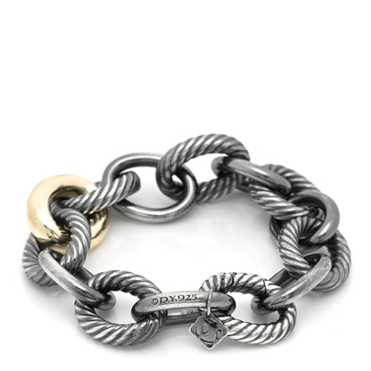 David Yurman Darkened Sterling Silver 14K Yellow Gold 17mm Extra Large Oval Link Bracelet 3 of 4