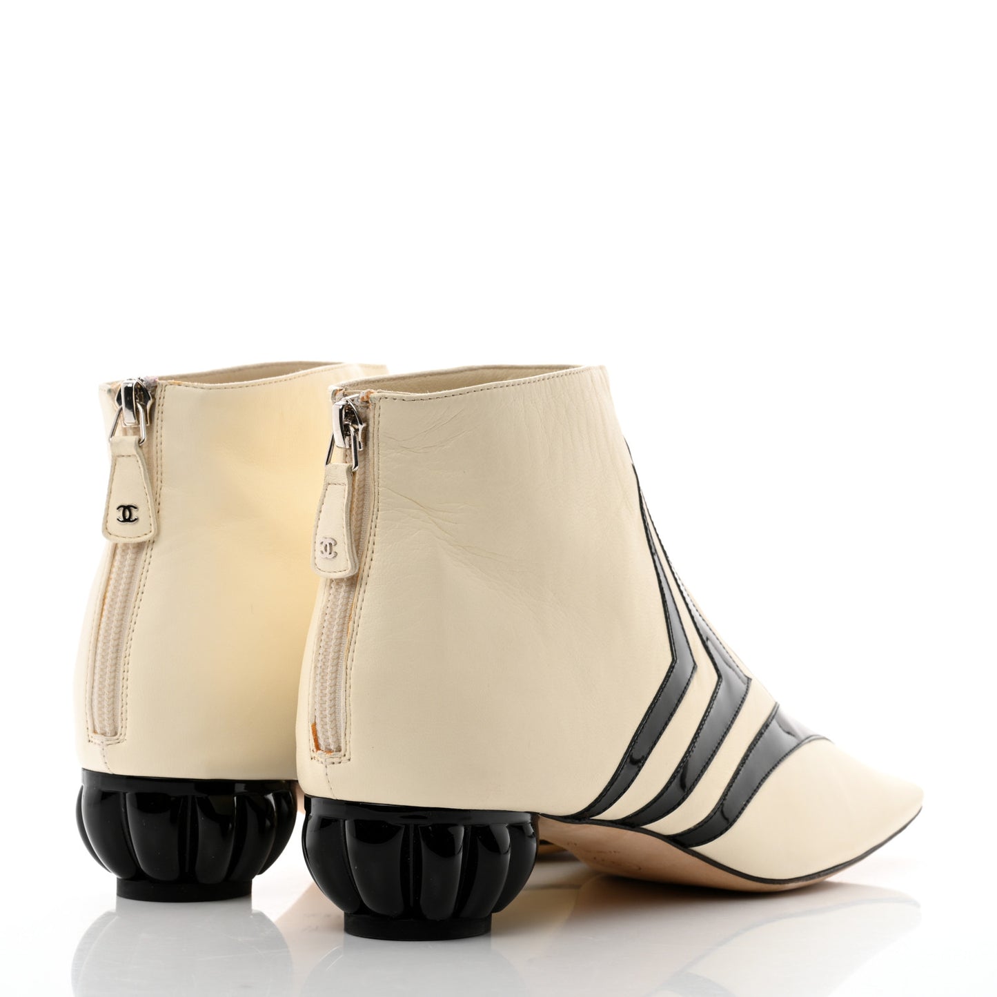 Lambskin Patent Ankle Boots 41 Beige Black