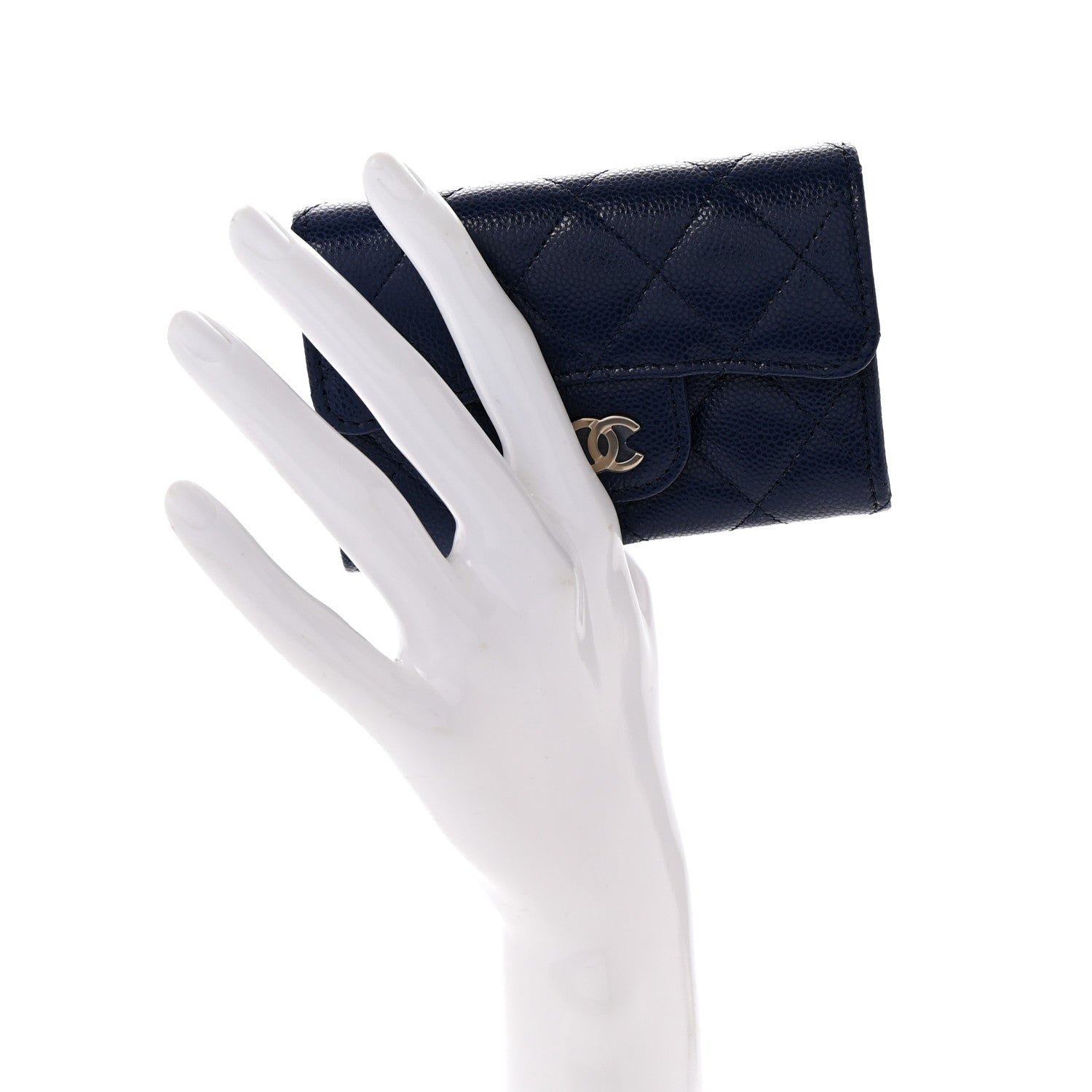 Chanel Caviar Quilted Flap Card Holder Wallet Navy Blue 2 of 9